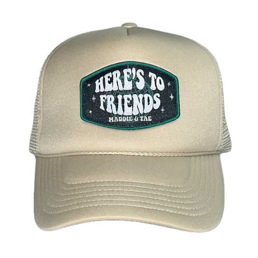 Khaki Here's To Friends Trucker Hat